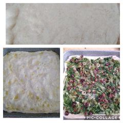 preparazione pizza con scarola