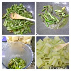 preparazione paccheri al pesto di asparagi
