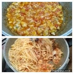 preparazione spaghetti e filetto di scorfano