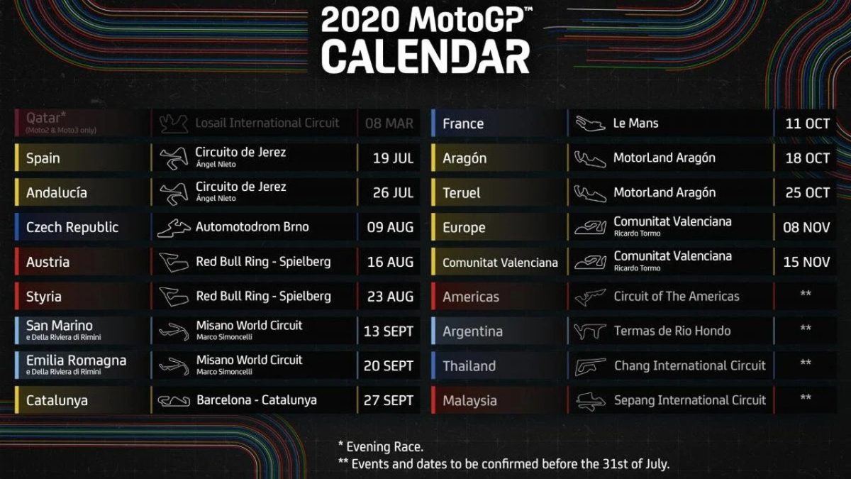 La MotoGP presenta il nuovo calendario 2020