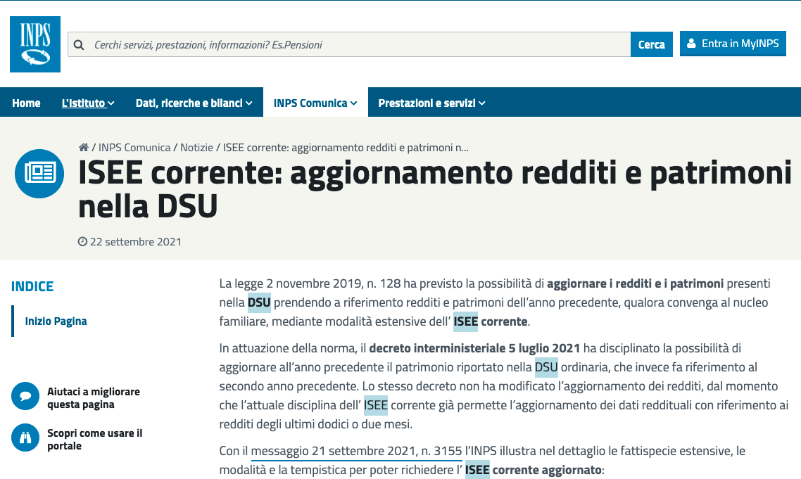 ISEE corrente 2021, novità sulle istruzioni: cos’è e come funziona